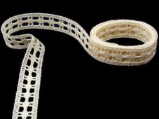 Cotton bobbin lace insert 82274, width 16 mm, ecru