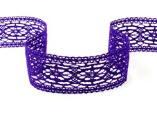 Cotton bobbin lace insert 75038, width 52 mm, purple