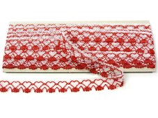 Paličkovaná krajka 75133 (bílá/červená)