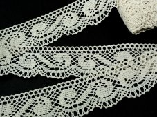 Cotton bobbin lace 75566, width 45 mm, light cream