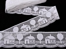 Cotton bobbin lace 75157, width 73 mm, white
