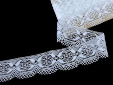 Cotton bobbin lace 81829, width 43 mm, white