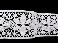 Cotton bobbin lace 75422, width 85 mm, white