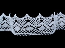 Cotton bobbin lace 82213, width 58 mm, white