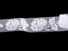 Cotton bobbin lace insert 75075, width 57 mm, white