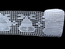 Cotton bobbin lace 75350, width 70 mm, white