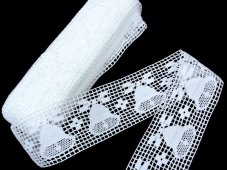 Cotton bobbin lace 75350, width 70 mm, white