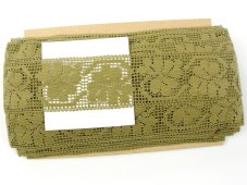 Cotton bobbin lace insert 82140, width 47 mm, khaki
