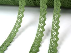 Cotton bobbin lace 75259, width 17 mm, green olive