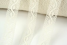 Cotton bobbin lace insert 75577, width 25 mm, ivory