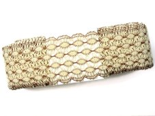 Cotton bobbin lace 75121, width 80 mm, ecru/ dark beige