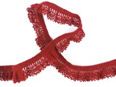 Cotton bobbin lace stretch 75411, width 18 mm, light red