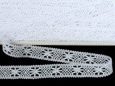 Cotton bobbin lace 75620, width 17 mm, white