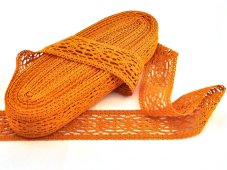 Cotton bobbin lace insert 75038, width 52 mm, rich orange