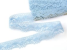 Cotton bobbin lace 75416, width 27 mm, light blue