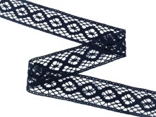 Cotton bobbin lace insert 75250, width 31 mm, black blue