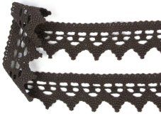 Cotton bobbin lace 82341, width 45 mm, dark brown