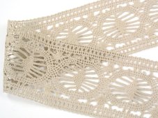 Cotton bobbin lace insert 81672, width 73 mm, light linen gray