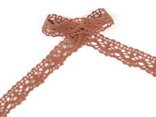 Cotton bobbin lace 75395, width 16 mm, terracotta