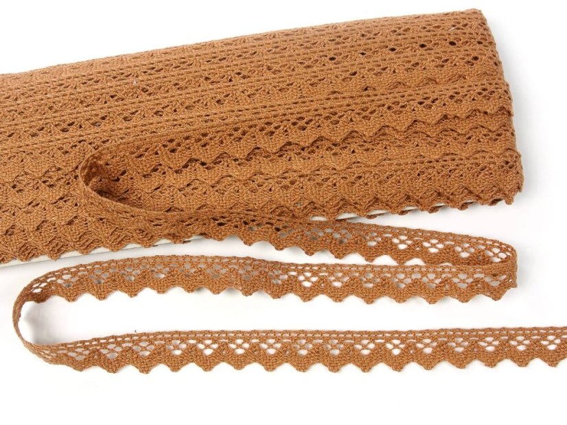 Cotton bobbin lace 75259, width 17 mm, terracotta