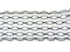 Cotton bobbin lace 75121, width 80 mm, white/ black