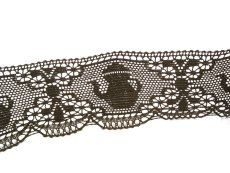 Cotton bobbin lace 75061, width 63 mm, dark brown