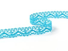 Cotton bobbin lace 75395, width 16 mm, turquoise