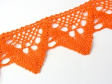 Cotton bobbin lace 75221, width 65 mm, rich orange