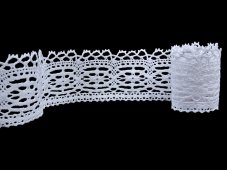 Cotton bobbin lace 75037, width 57 mm, white
