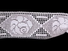 Cotton bobbin lace insert 75008, width 79 mm, white