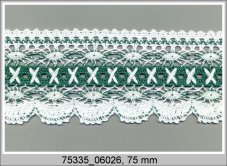 Paličkovaná  krajka 75335 (bílá/sv.zelená)