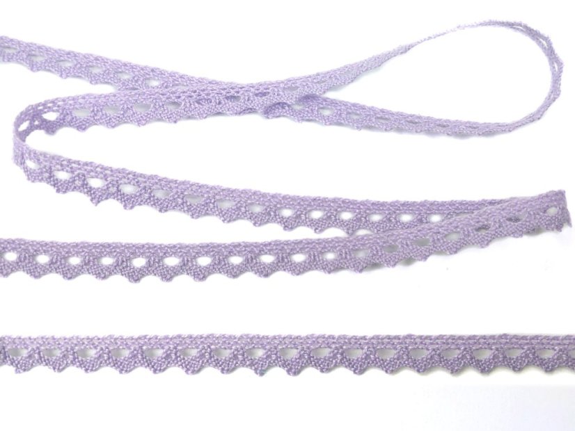 Cotton bobbin lace 75361, width 9 mm, purple