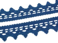 Cotton bobbin lace 82341, width 45 mm, ocean blue