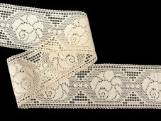 Cotton bobbin lace 75513, width 50 mm, ecru