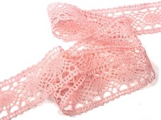 Cotton bobbin lace insert 75235, width 43 mm, pink