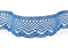 Cotton bobbin lace 75414, width 55 mm, ocean blue