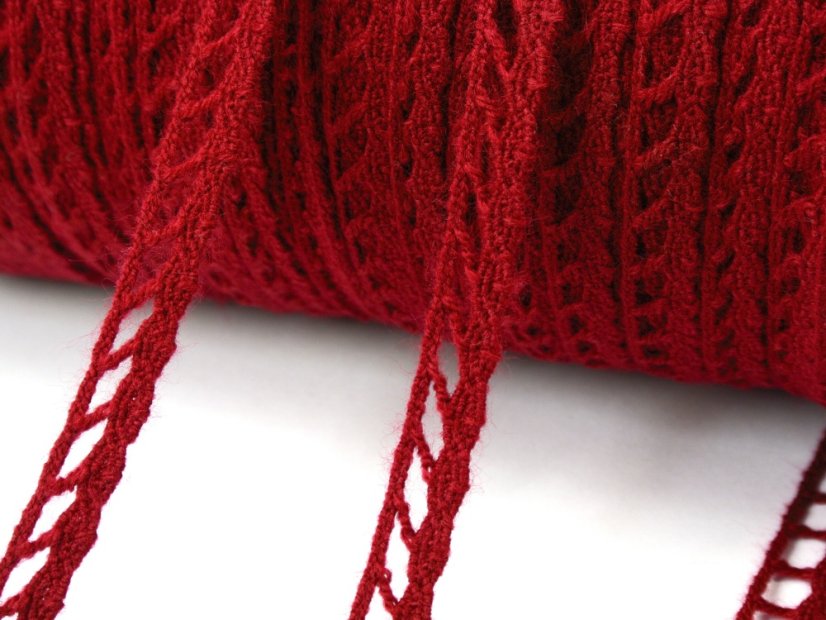 Acryl bobbin lace 75470, width 12 mm, 100% acryl, red burgundy