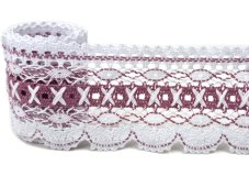 Paličkovaná  krajka 75335 (bílá/růžová II.)