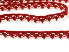 Cotton bobbin lace 75535, width 12 mm, light wine