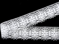 Cotton bobbin lace 75556, width 30 mm, white