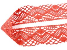 Cotton bobbin lace 75572, width 65 mm, light red coral