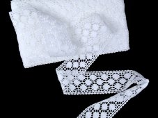 Cotton bobbin lace insert 82219, width 50 mm, white