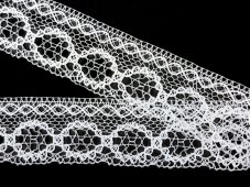 Cotton bobbin lace 75078, width 62 mm, white