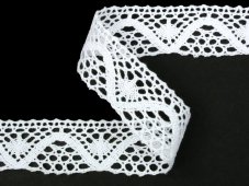 Cotton bobbin lace 75632, width 40 mm, white
