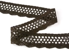 Cotton bobbin lace 75231, width 40 mm, dark brown