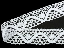Cotton bobbin lace 75632, width 40 mm, white
