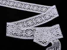 Cotton bobbin lace insert 75038, width 52 mm, white