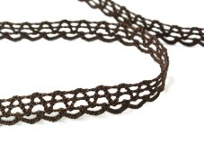 Cotton bobbin lace 75405, width 10 mm, dark brown
