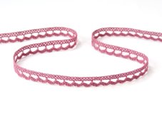 Cotton bobbin lace 73012, width 10 mm, dark pink