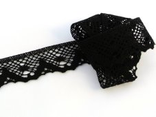 Cotton bobbin lace 75261, width 40 mm, black